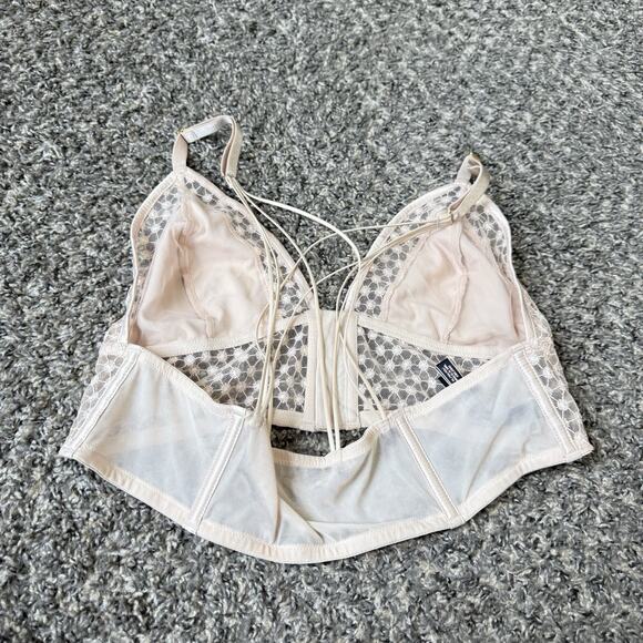 Victoria's Secret Starburst Long Line Triangle Bra Bralette Tan XL New - Picture 6 of 7